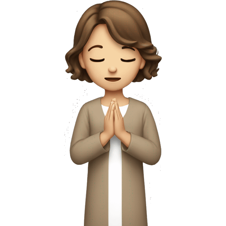 A girl with brown hair and mascara praying to god  emoji