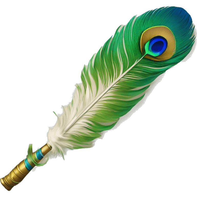 Krishna's peacock feather and flute emoji