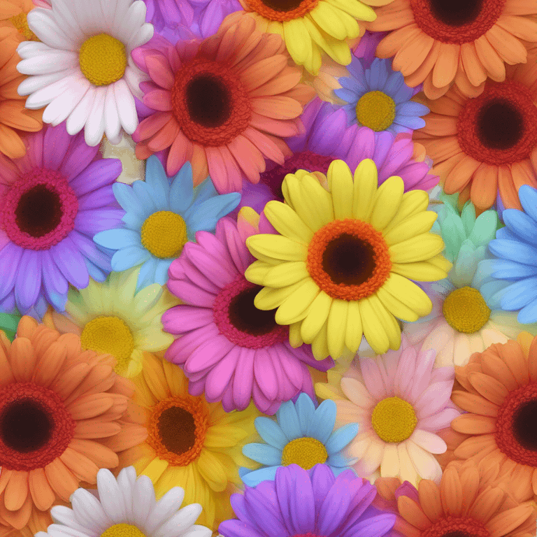 6 gerberas de diferentes colores que expresan amor con ramo emoji