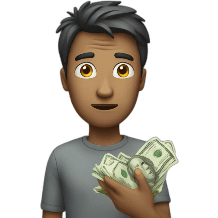 Confused customer holding money  emoji