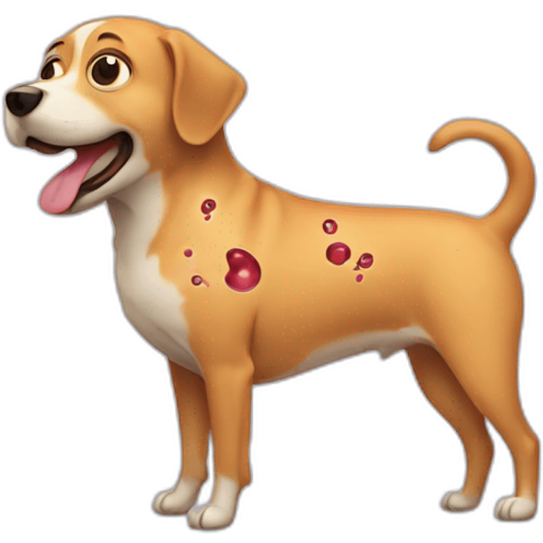 dog with stomach showing and bacteria in stomach emoji