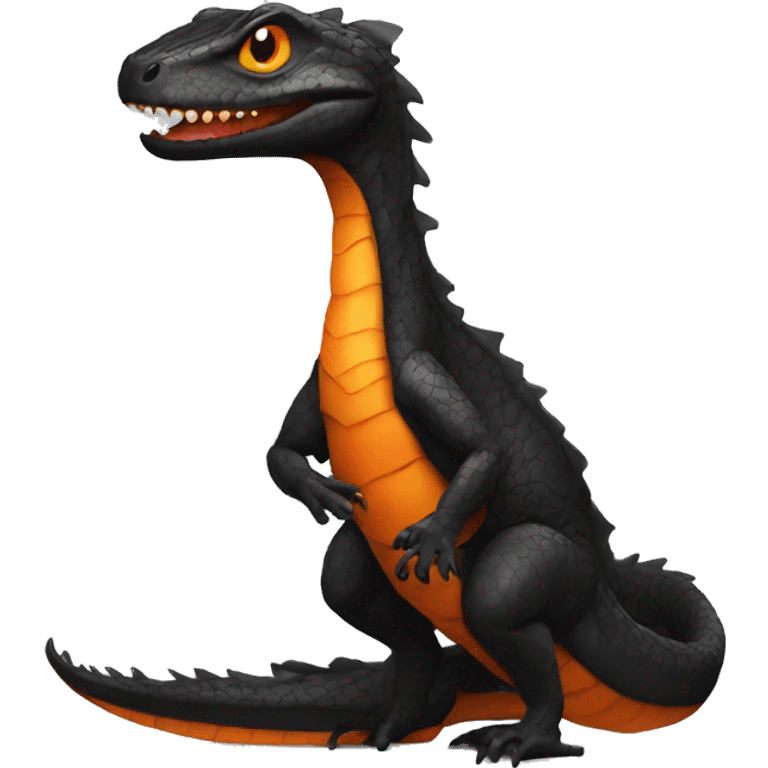 Black Shiny Reptile with Orange belly Full Body emoji