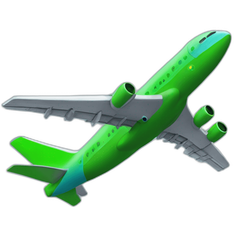 Bulky Airplane with green and blue colors emoji