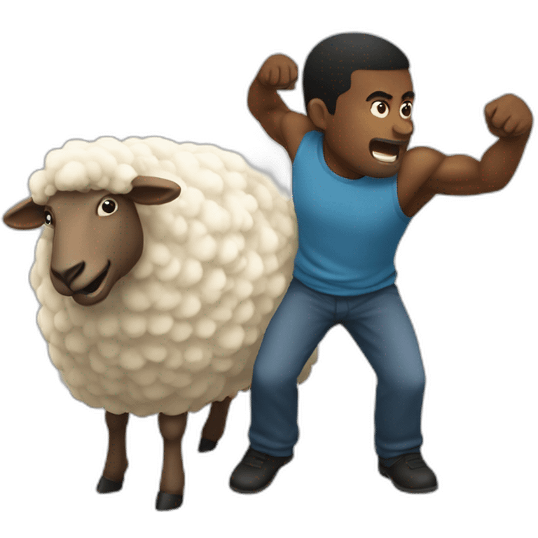 a black guy punching a sheep in the butt emoji