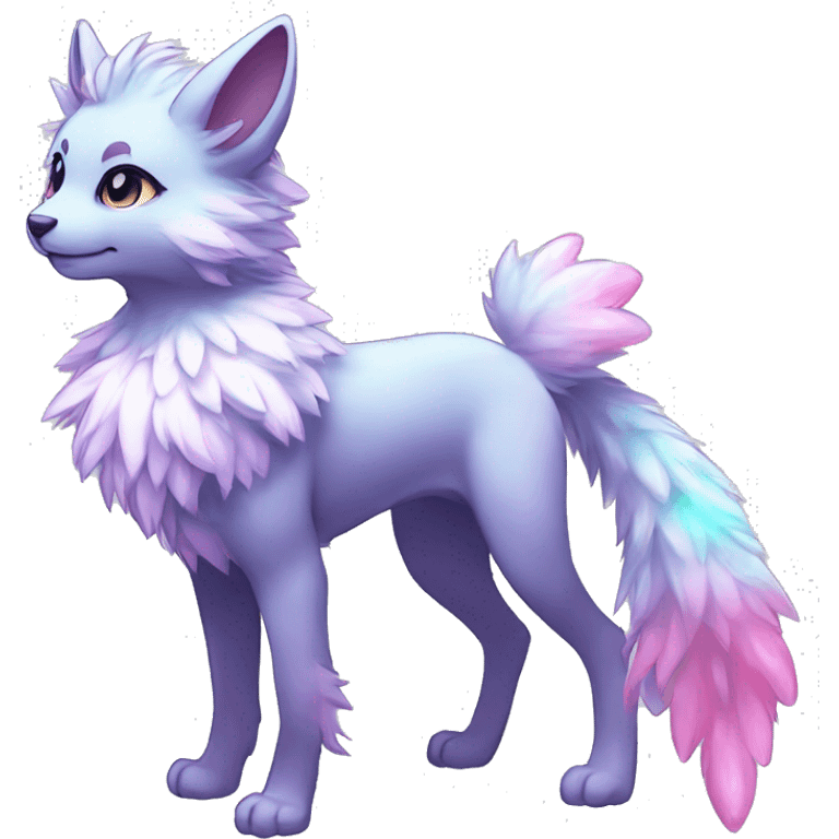 Shiny Sparkly Colorful Fluffy beautiful fantasy Kawaii Ethereal Anthro Sona Fakemon-animal Full Body emoji