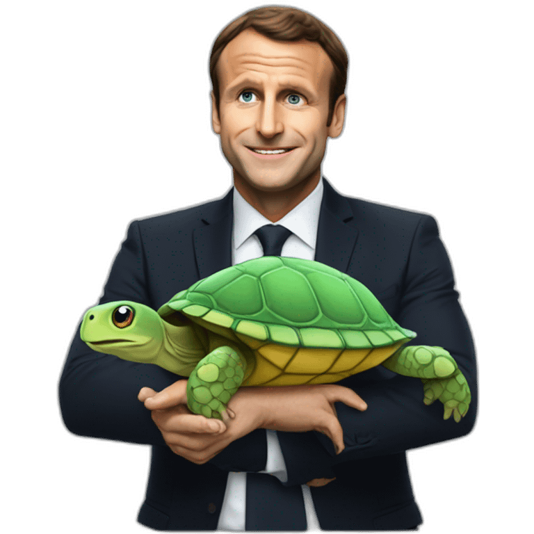 Macron sur une 🐢 emoji