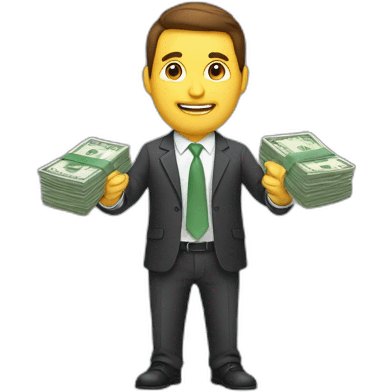 business man holding money emoji