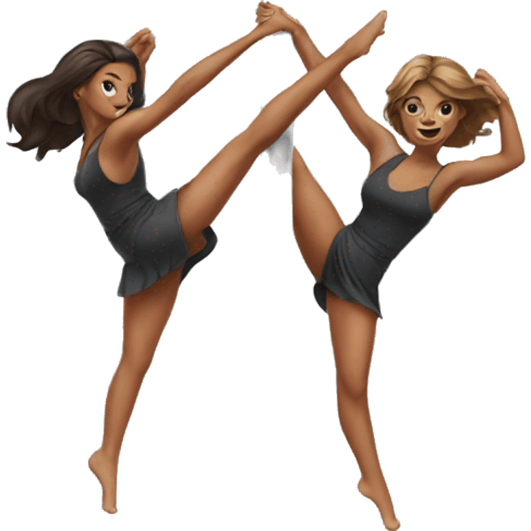 Difficult pole move female duo emoji