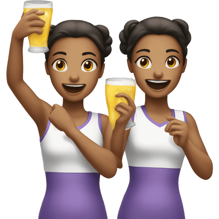 Two girls cheering drink emoji