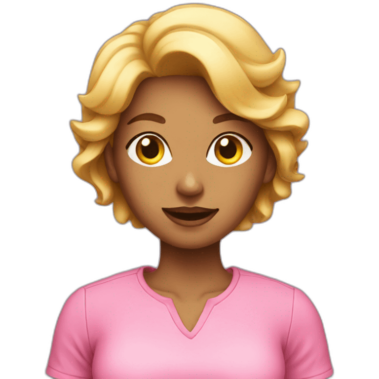 woman with pink shirt and money emoji