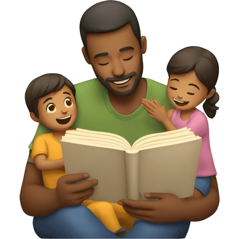 Dad reading to children emoji