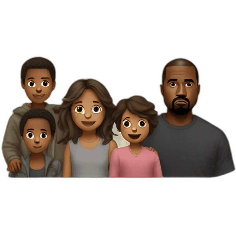 Kanye West avec ses enfants emoji