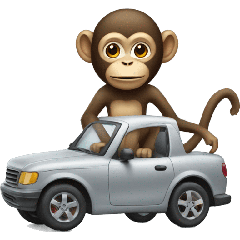 monkey with a car emoji