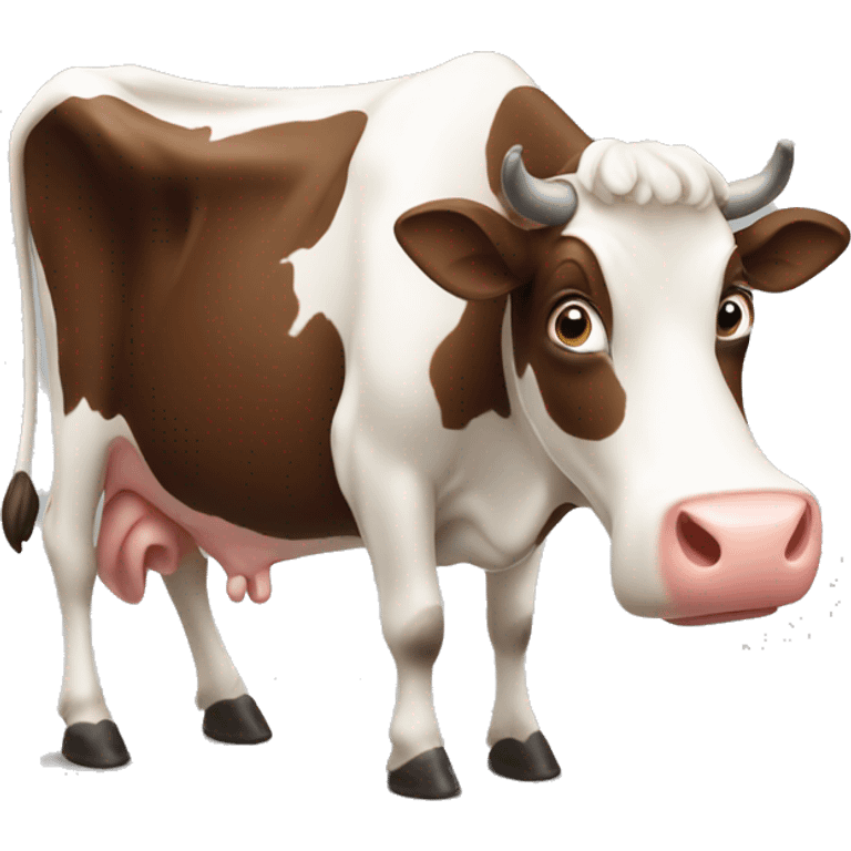 A cow that gives milk with chocolate emoji