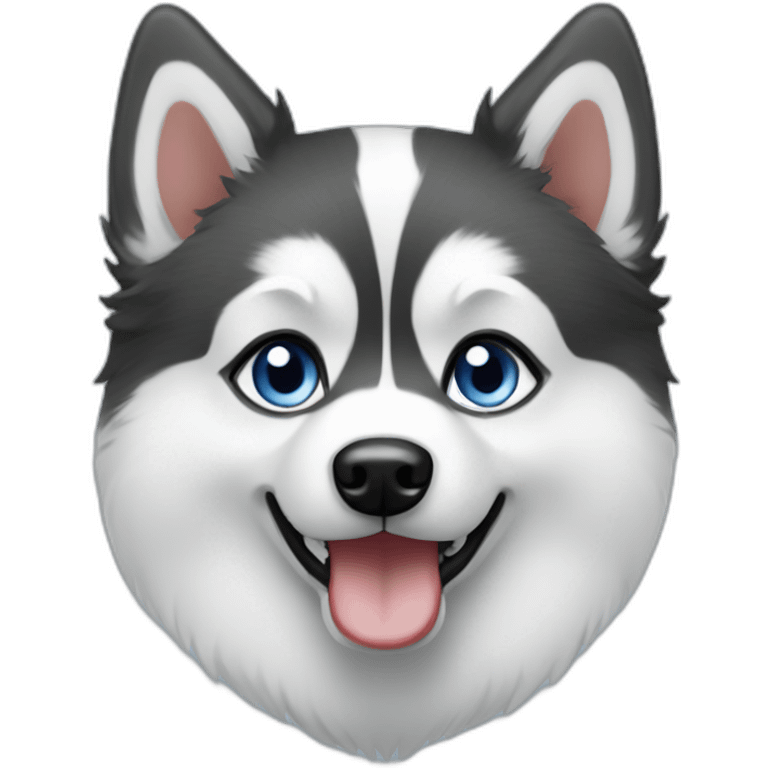 Pomsky black & whire blue eyes emoji