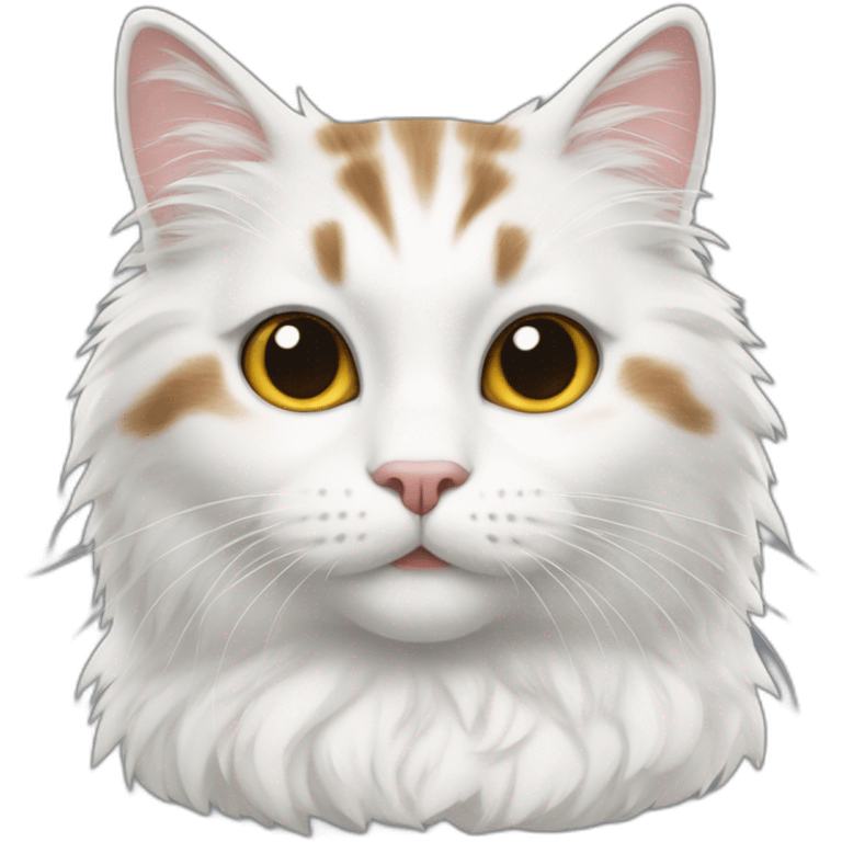 fluffy white and tabby cat emoji