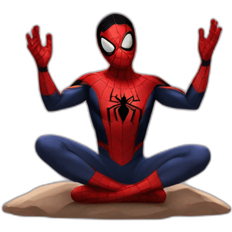 Spiderman Miles morales doing a meditation emoji