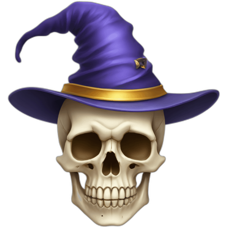 Human skull with a wizard hat emoji