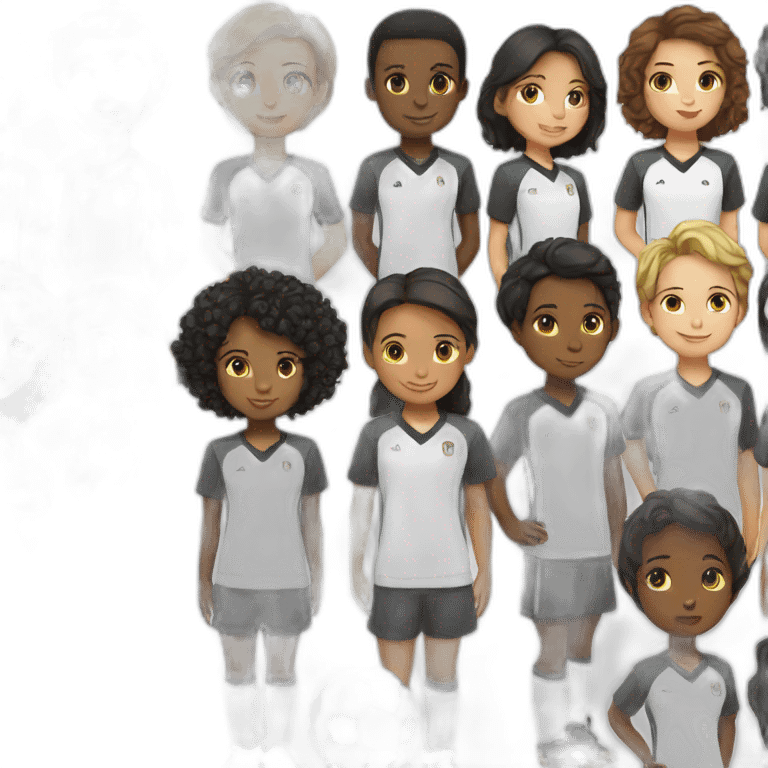 INTERRACIAL BOYS AND GIRLS IN SOCCER UNIFORM emoji