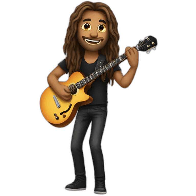 Guitarist with long hair playing emoji