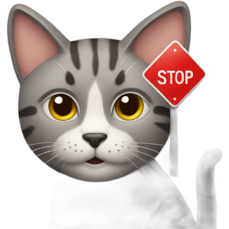 cat with stop sign emoji