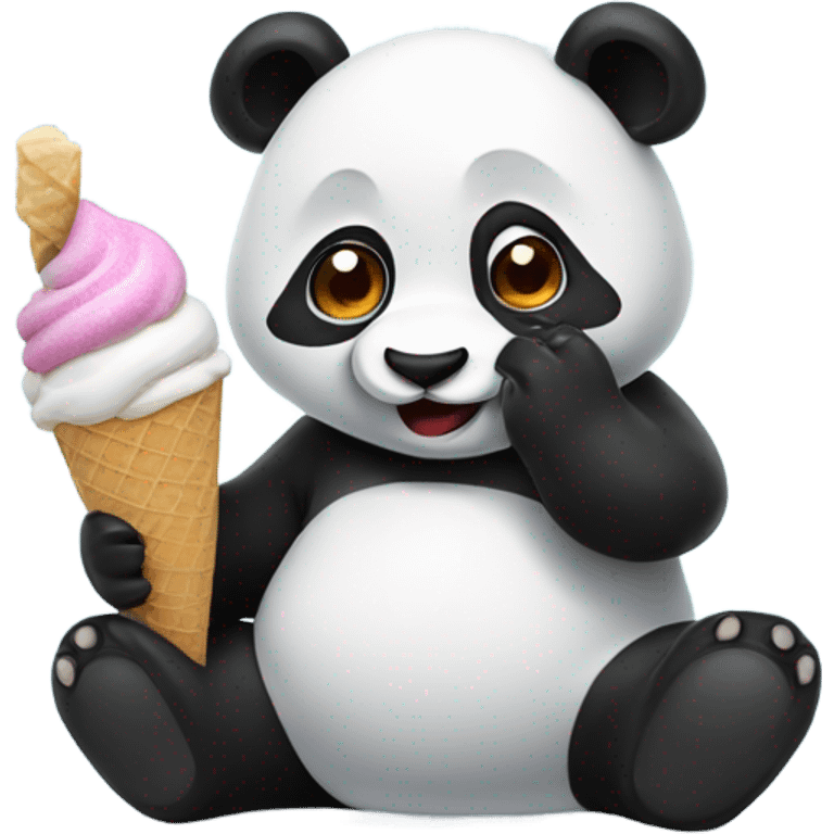 Panda eating ice cream emoji