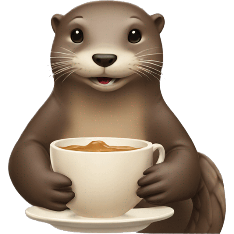 Otter drinking tea and eating peanut butter sandwich emoji