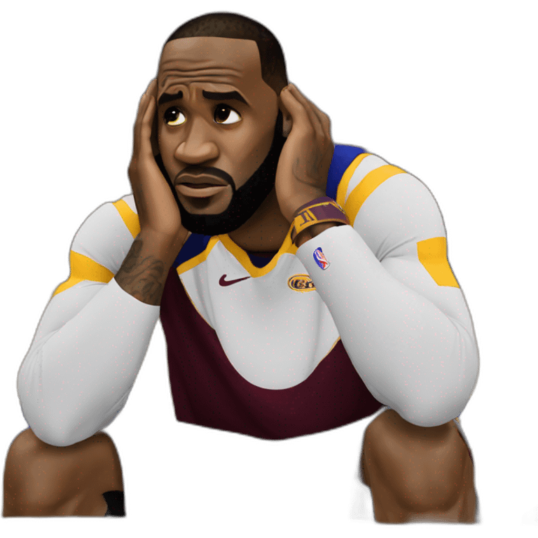 Lebron James sad crying sitting emoji