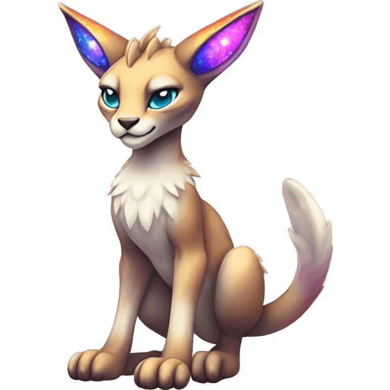 Cute Kawaii Epic Ethereal Sparkly Colorful Sergal-Caracal-Vernid full body emoji