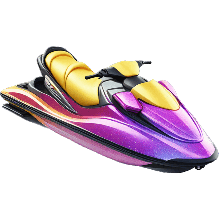  Realistic colorful glitter jet ski isolated. emoji