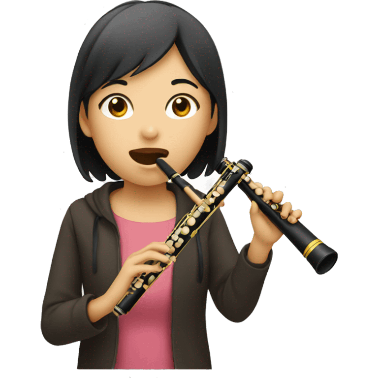 Asian girl playing recorder emoji