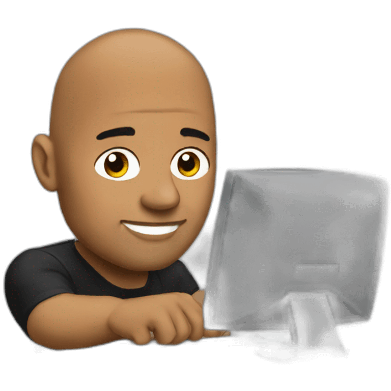 The rock working on a computer emoji