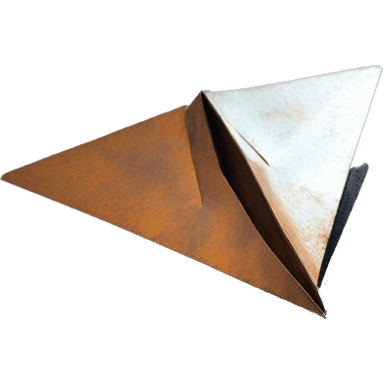 paper airplane made of rusted steel on the ground emoji