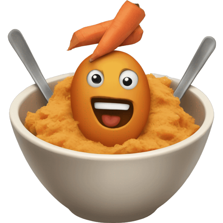 mashed sweet potatoes in a bowl with chicken emoji