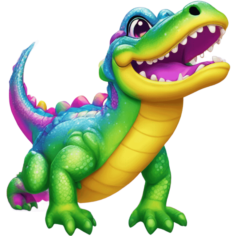 Lisa Frank sparkle rainbow cute alligator  emoji