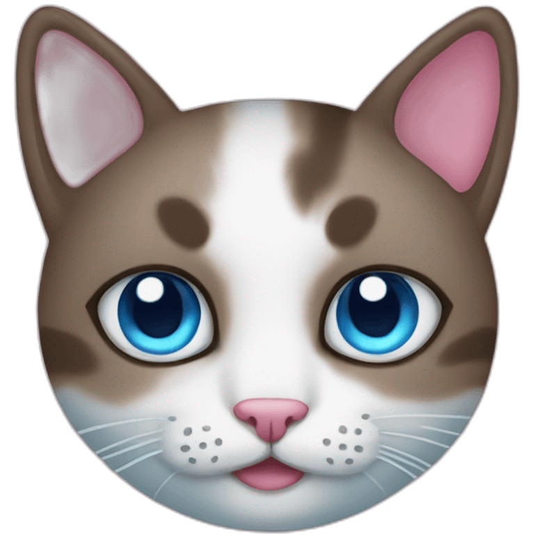 pink blue eyes cat with pillow  emoji