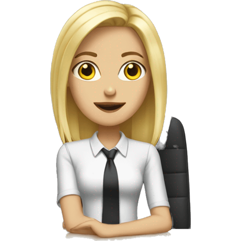 Blonde girl being the boss at the office emoji