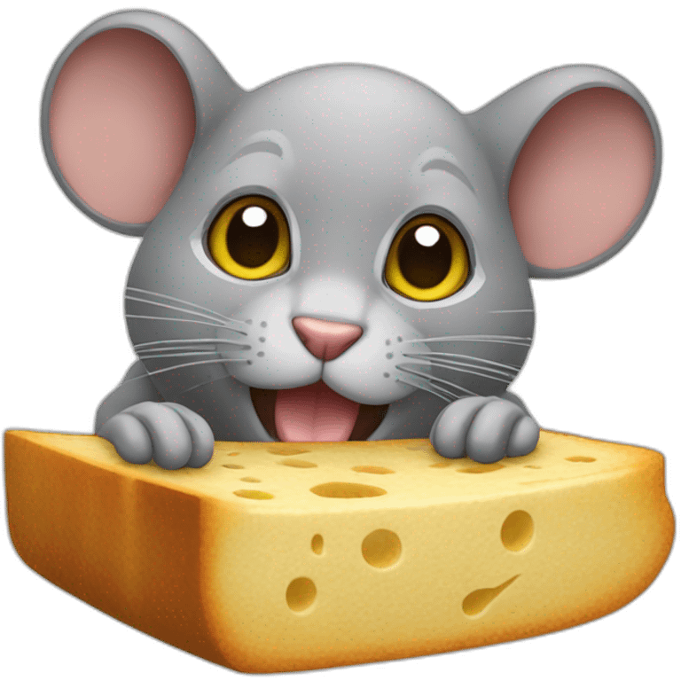 chat qui mange une souris emoji