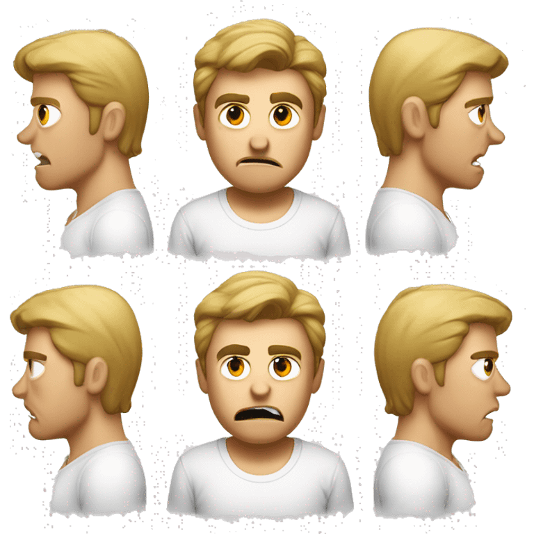 angry caucasian male white tshirt phone call emoji