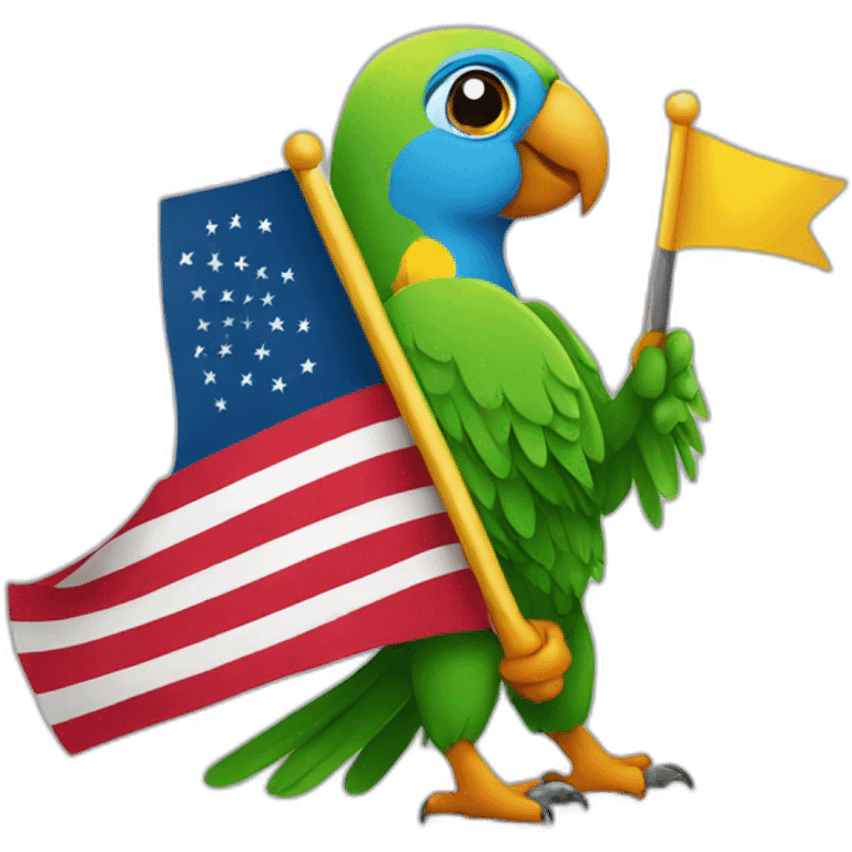 parrot holding a flag emoji