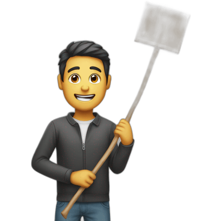 Adult male holding up a stick sign  emoji