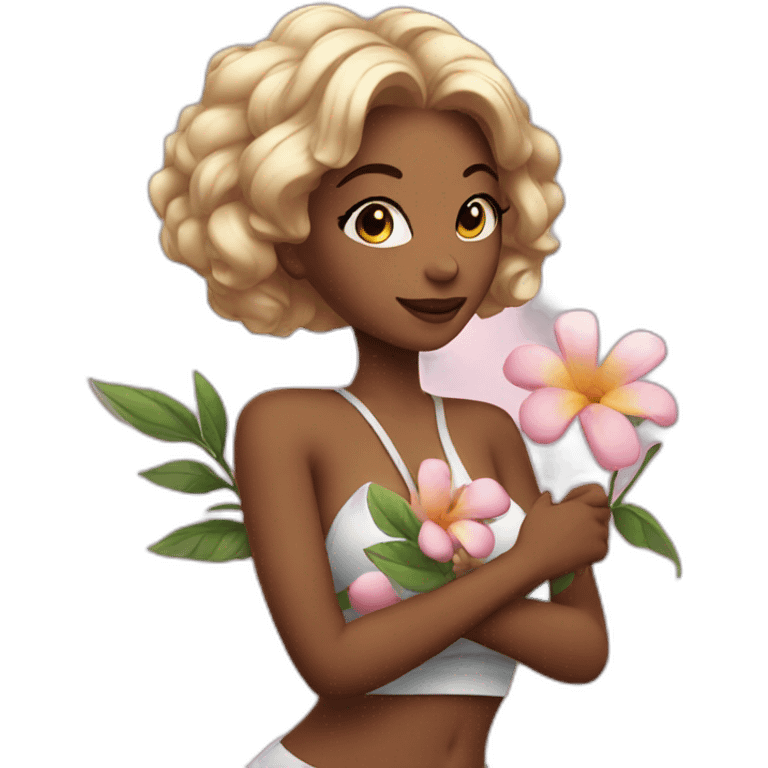 Sexy girl with flowers emoji