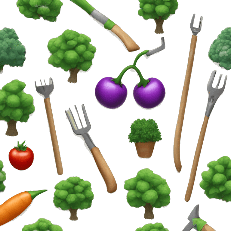 single vegetable patch with gardening tools emoji