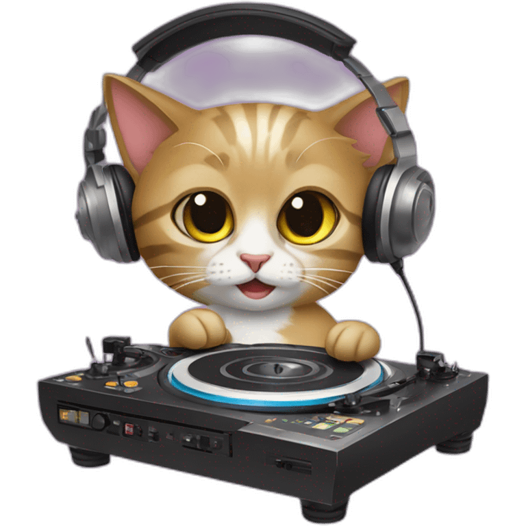 DJ cat with turntable emoji