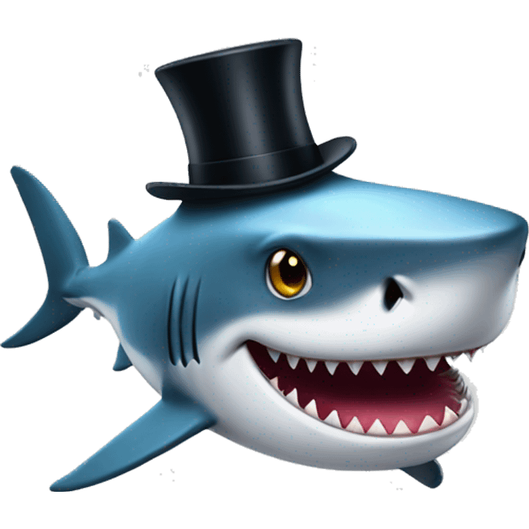 Shark with a top hat emoji