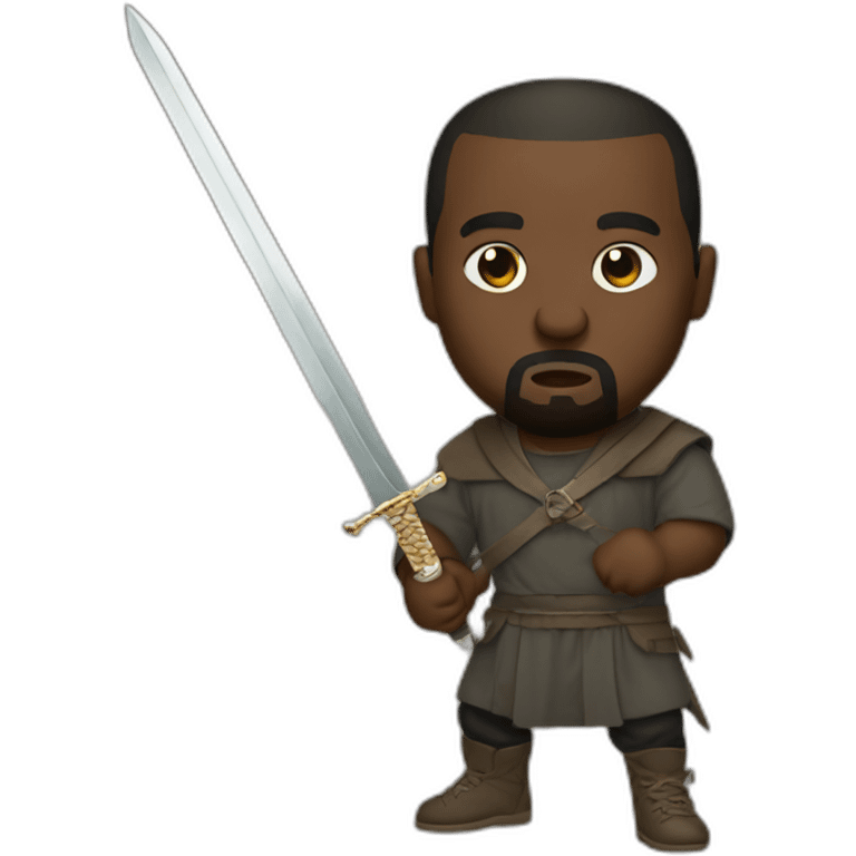 Kanye west with a sword emoji