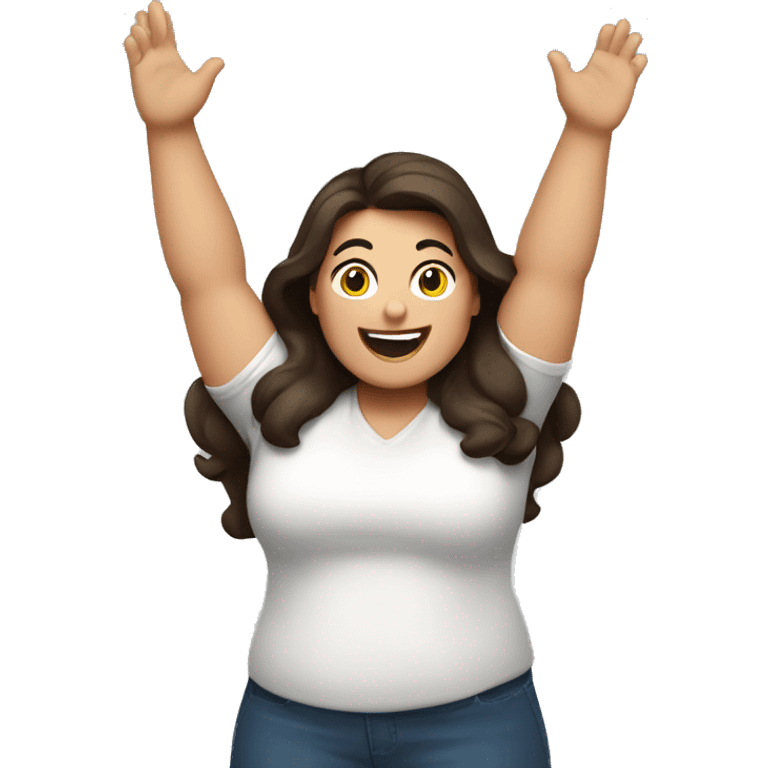 Super excited fat brunette arms waving emoji