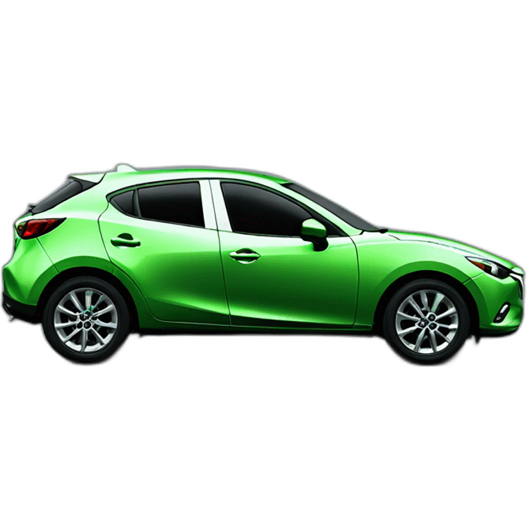 mazda sport 2 verde con 4 puertas con conductora afuera emoji