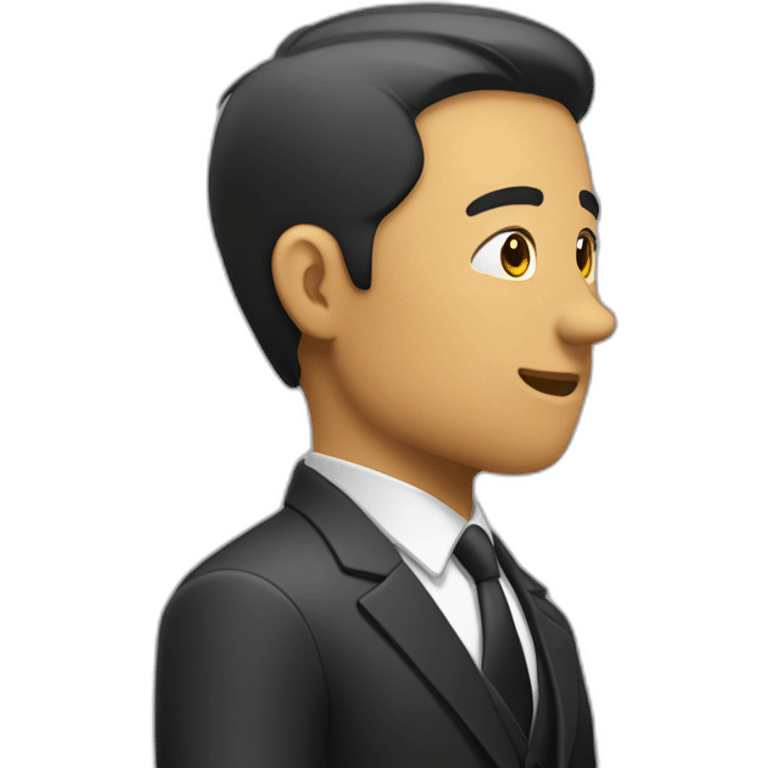 man in suit looking to the left (side view) emoji