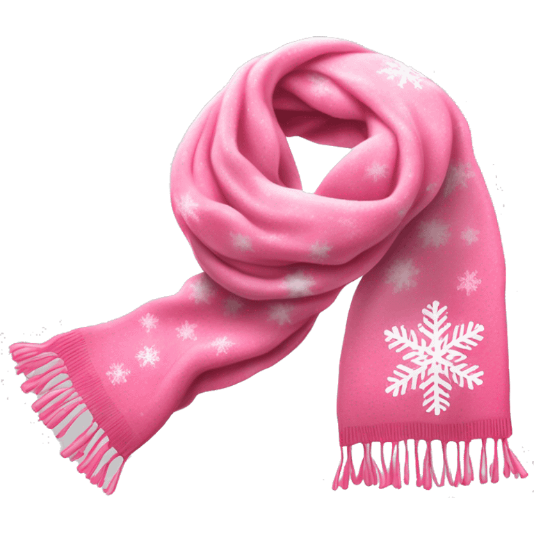 Realistic bubblegum pink with white snowflakes winter scarf isolated. emoji